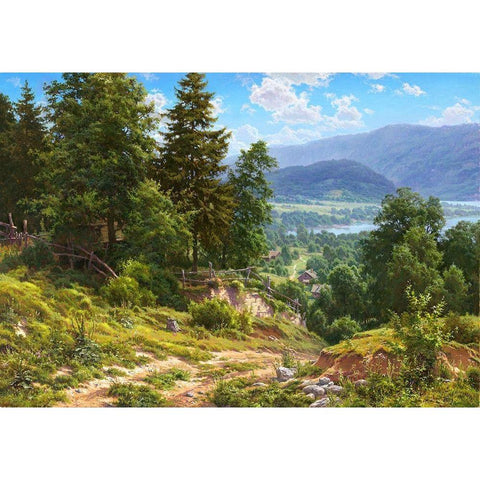 Foothills White Modern Wood Framed Art Print by Basov, Sergej