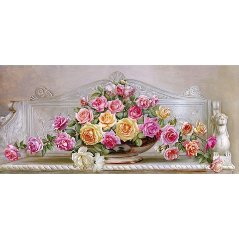 Crimean roses Gold Ornate Wood Framed Art Print with Double Matting by Buzin, Igor