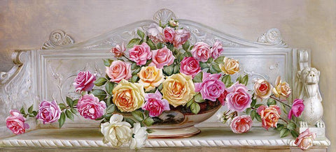 Crimean roses Black Ornate Wood Framed Art Print with Double Matting by Buzin, Igor