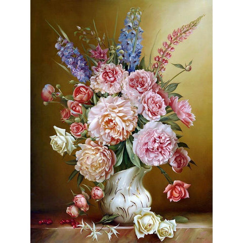 Fresh bouquet White Modern Wood Framed Art Print by Buzin, Igor