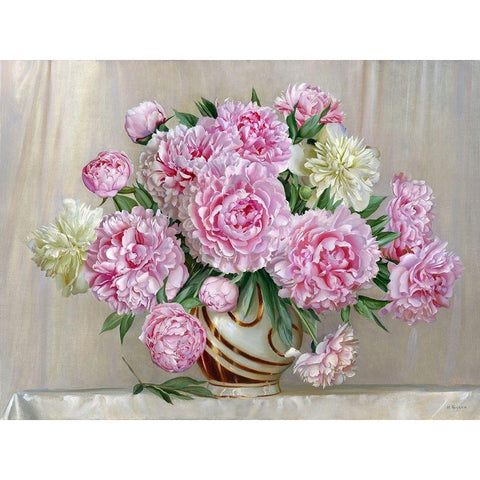 Peonies 2 White Modern Wood Framed Art Print by Buzin, Igor