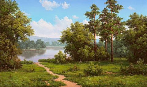 Path White Modern Wood Framed Art Print with Double Matting by Babichev, Vyacheslav