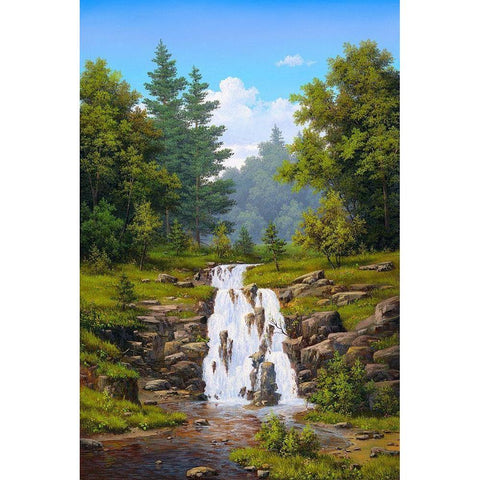 Waterfall Gold Ornate Wood Framed Art Print with Double Matting by Babichev, Vyacheslav