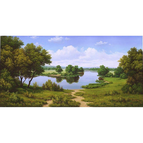 Near the river Gold Ornate Wood Framed Art Print with Double Matting by Babichev, Vyacheslav