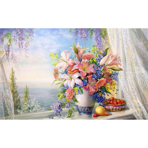 Bouquet with gladioli Gold Ornate Wood Framed Art Print with Double Matting by Dandorf, Olga