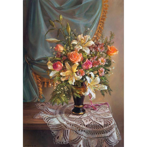 Bouquet 1 Gold Ornate Wood Framed Art Print with Double Matting by Dandorf, Olga