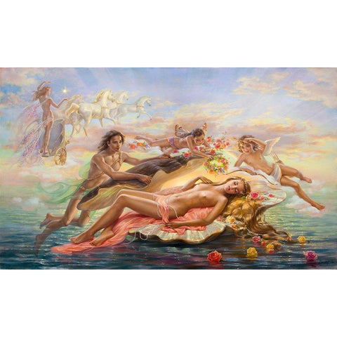 Goddess of dawn Gold Ornate Wood Framed Art Print with Double Matting by Dandorf, Olga