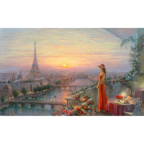 Evening Paris Gold Ornate Wood Framed Art Print with Double Matting by Dandorf, Olga