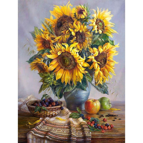 Sunflowers Gold Ornate Wood Framed Art Print with Double Matting by Dandorf, Olga