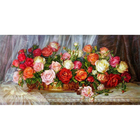 Roses Black Modern Wood Framed Art Print by Dandorf, Olga