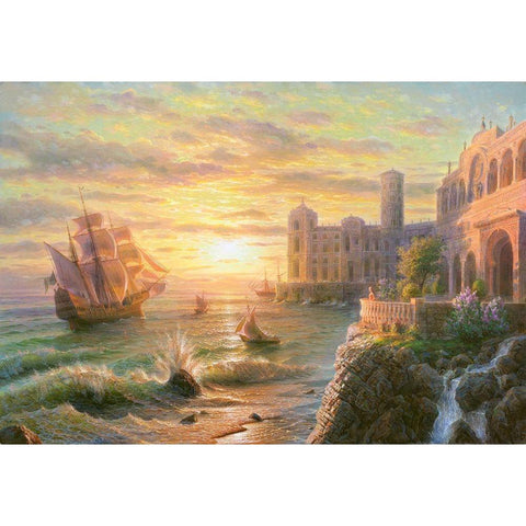 By the sea Gold Ornate Wood Framed Art Print with Double Matting by Goryachev, Alexander