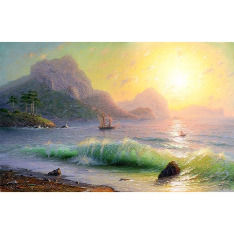 Morning. Sudak Black Modern Wood Framed Art Print by Goryachev, Alexander