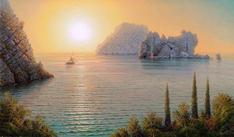 Adalary White Modern Wood Framed Art Print with Double Matting by Goryachev, Alexander