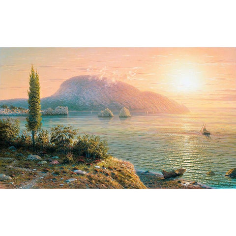 Morning. Gursuf Black Modern Wood Framed Art Print by Goryachev, Alexander