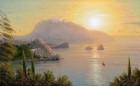 Gursuf Black Ornate Wood Framed Art Print with Double Matting by Goryachev, Alexander