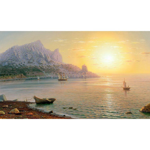 Simeiz. Morning Black Modern Wood Framed Art Print with Double Matting by Goryachev, Alexander