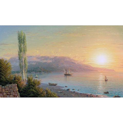 Old Yalta Gold Ornate Wood Framed Art Print with Double Matting by Goryachev, Alexander