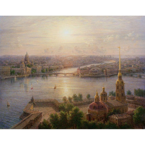 Saint-Petersburg Black Modern Wood Framed Art Print with Double Matting by Goryachev, Alexander