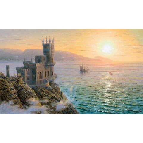 Swallows Nest.Morning Gold Ornate Wood Framed Art Print with Double Matting by Goryachev, Alexander