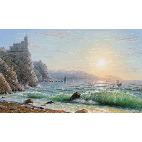 Morning in Crimea Gold Ornate Wood Framed Art Print with Double Matting by Goryachev, Alexander