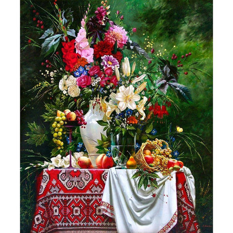 Bouquet White Modern Wood Framed Art Print by Golovin, Konstantin