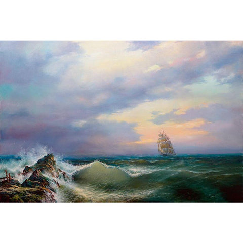 Surf White Modern Wood Framed Art Print by Golovin, Konstantin