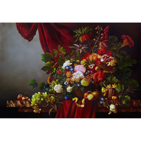 Still-life with flowers Gold Ornate Wood Framed Art Print with Double Matting by Golovin, Konstantin