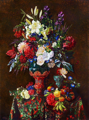 Still-life with a red vase White Modern Wood Framed Art Print with Double Matting by Golovin, Konstantin