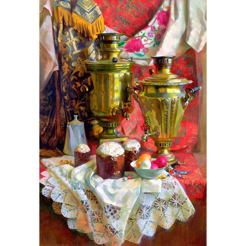 Easter holiday Gold Ornate Wood Framed Art Print with Double Matting by Goryacheva, Svetlana