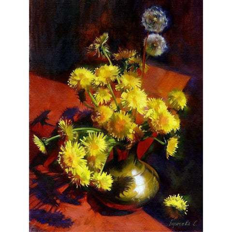 Dandelions Black Modern Wood Framed Art Print with Double Matting by Goryacheva, Svetlana