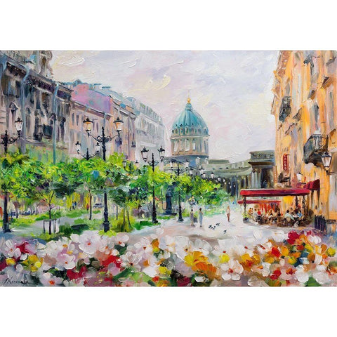 Small Konyushennaya. View of Kazan cathedral White Modern Wood Framed Art Print by Kotinova, Galina