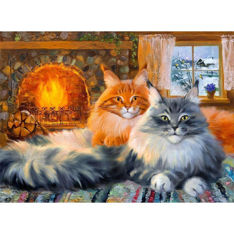 By the fireplace. In the country Black Modern Wood Framed Art Print with Double Matting by Kotinova, Galina