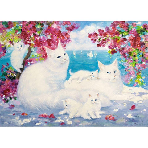 Flowers. Summer. Sea White Modern Wood Framed Art Print by Kotinova, Galina