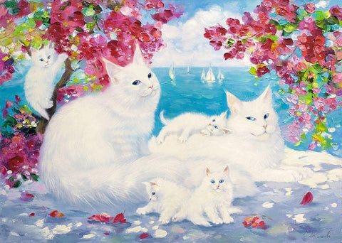 Flowers. Summer. Sea Black Ornate Wood Framed Art Print with Double Matting by Kotinova, Galina