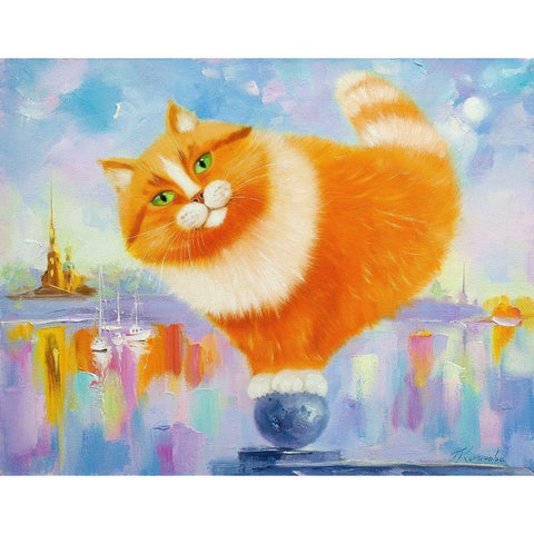 Ginger on the arrow of Vasilievsky island White Modern Wood Framed Art Print by Kotinova, Galina