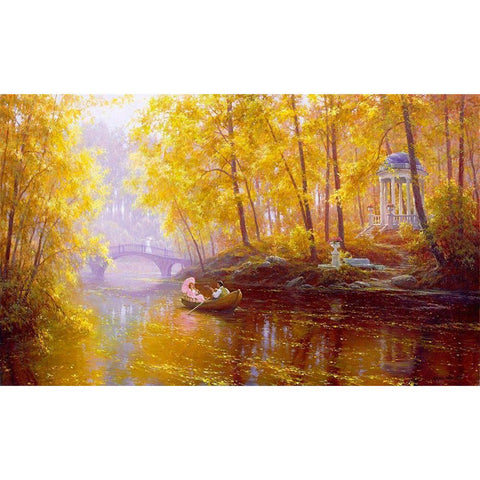 Autumn Gold Ornate Wood Framed Art Print with Double Matting by Kovalev, Vladimir