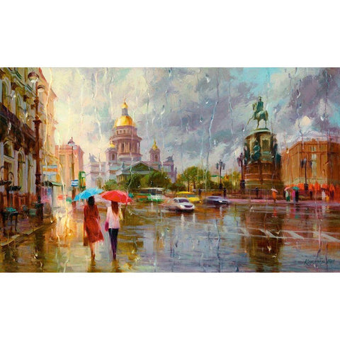 Summer rain in St. Petersburg Gold Ornate Wood Framed Art Print with Double Matting by Kovalev, Vladimir