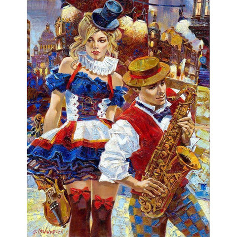 Cabaret Black Modern Wood Framed Art Print by Lashkevich, Alexey