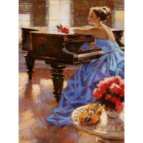 Melodies of the morning White Modern Wood Framed Art Print by Lashkevich, Alexey