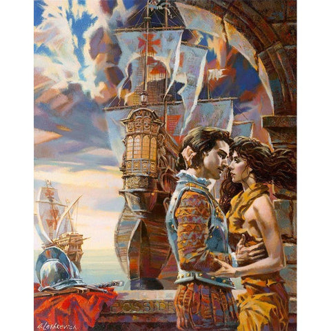 Farewell to the conquistador Black Modern Wood Framed Art Print with Double Matting by Lashkevich, Alexey