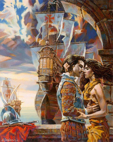 Farewell to the conquistador White Modern Wood Framed Art Print with Double Matting by Lashkevich, Alexey