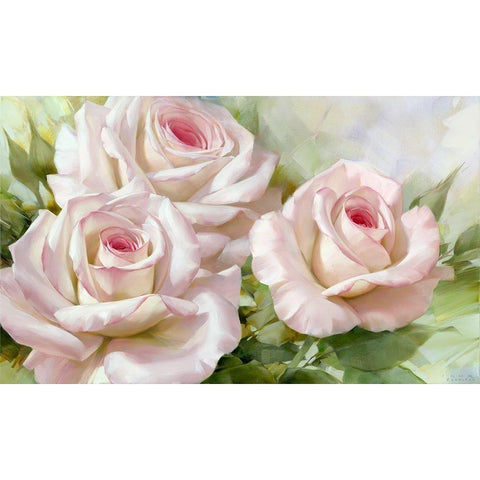 White and pink roses 1 White Modern Wood Framed Art Print by Levashov, Igor