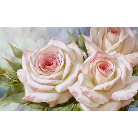 White and pink roses 2 Gold Ornate Wood Framed Art Print with Double Matting by Levashov, Igor