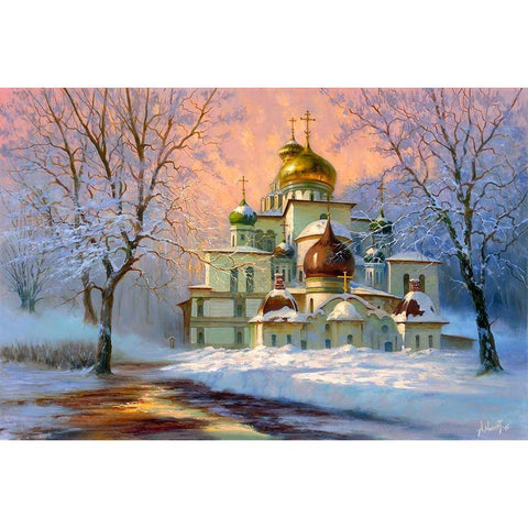 Resurrection Cathedral of the New Jerusalem Monastery White Modern Wood Framed Art Print by Milyukov, Alexey