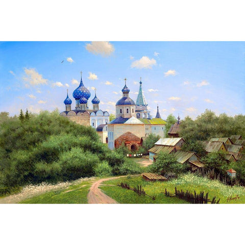 In the vicinity of Suzdal Gold Ornate Wood Framed Art Print with Double Matting by Milyukov, Alexey