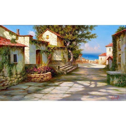 Road to the sea White Modern Wood Framed Art Print by Milyukov, Alexey