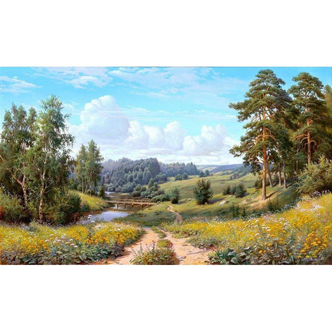 Bridge over the river Black Modern Wood Framed Art Print with Double Matting by Prishchepa, Igor