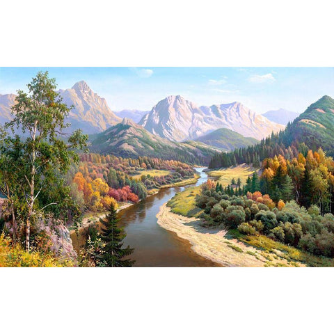 Autumn in the mountains Black Modern Wood Framed Art Print with Double Matting by Prishchepa, Igor