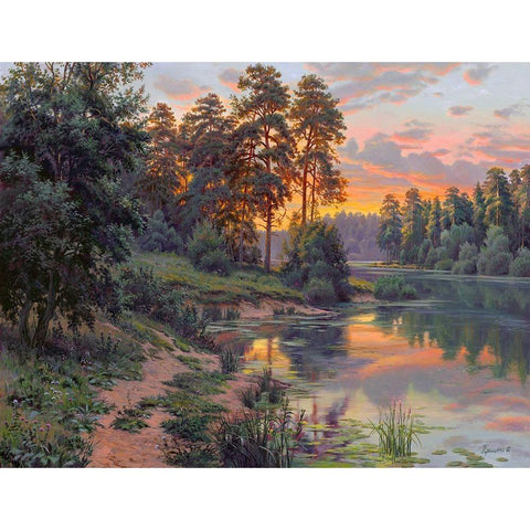 Colors of the evening White Modern Wood Framed Art Print by Prishchepa, Igor