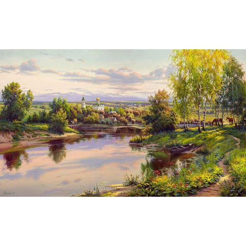 Evening Gold Ornate Wood Framed Art Print with Double Matting by Prishchepa, Igor